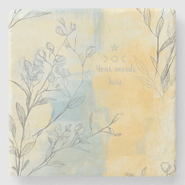 Porta-copo De Pedra Create Your Own Misty Sunshine Floral Minimilist