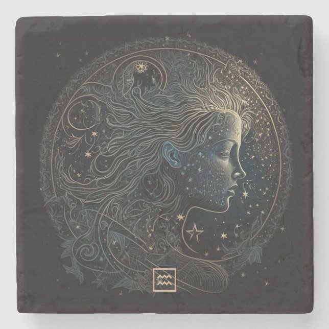 Porta-copo De Pedra Create Your Own Mystical Aquarius (Frente)