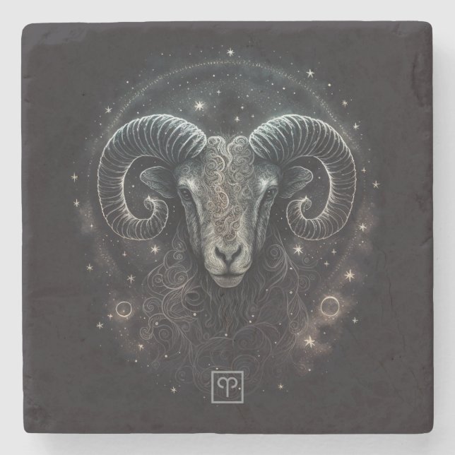 Porta-copo De Pedra Create Your Own Mystical Aries (Frente)