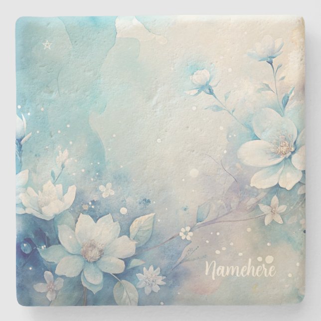 Porta-copo De Pedra Create Your Own Shabby Chic White Tea Roses (Frente)