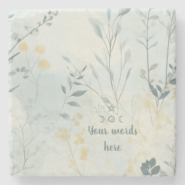 Porta-copo De Pedra Create Your Own Soft Golden Flowers Minimalist