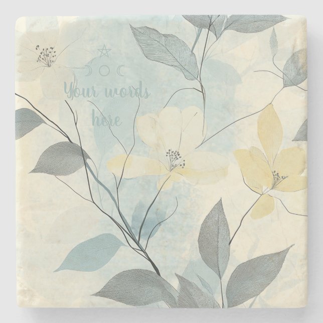 Porta-copo De Pedra Create Your Own Soft Yellow Flowers Minimalist (Frente)