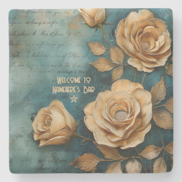 Porta-copo De Pedra Create Your Own Teal & Golden Yellow Rose Bouquet