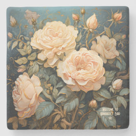 Porta-copo De Pedra Create Your Own Teal Peach & Yellow Roses Bouquet