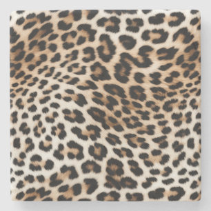 Porta-copo De Pedra Creme Black Leopardo Print