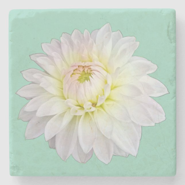 Porta-copo De Pedra Creme e flor rosa (Frente)