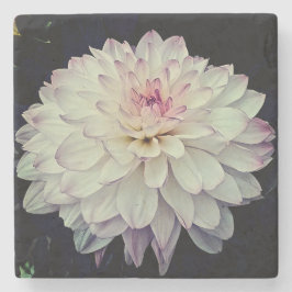 Porta-copo De Pedra Creme e flor rosa