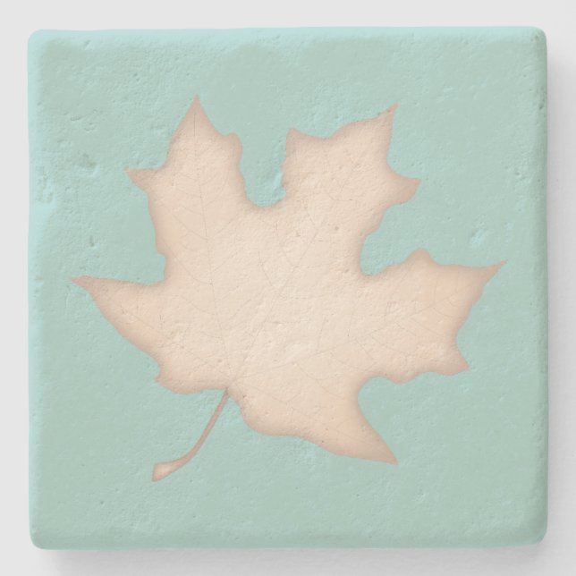 Porta-copo De Pedra Creme Leaf em Turquoise (Frente)