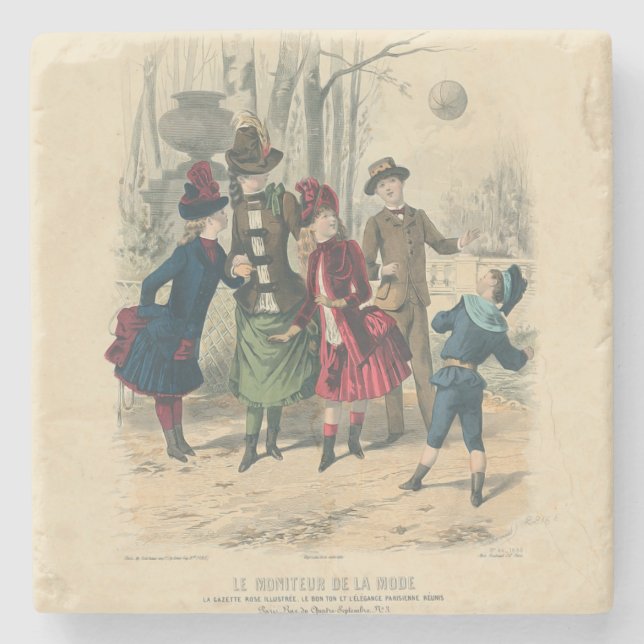 Porta-copo De Pedra Crianças Antigas Familiares Vitorianas (Frente)