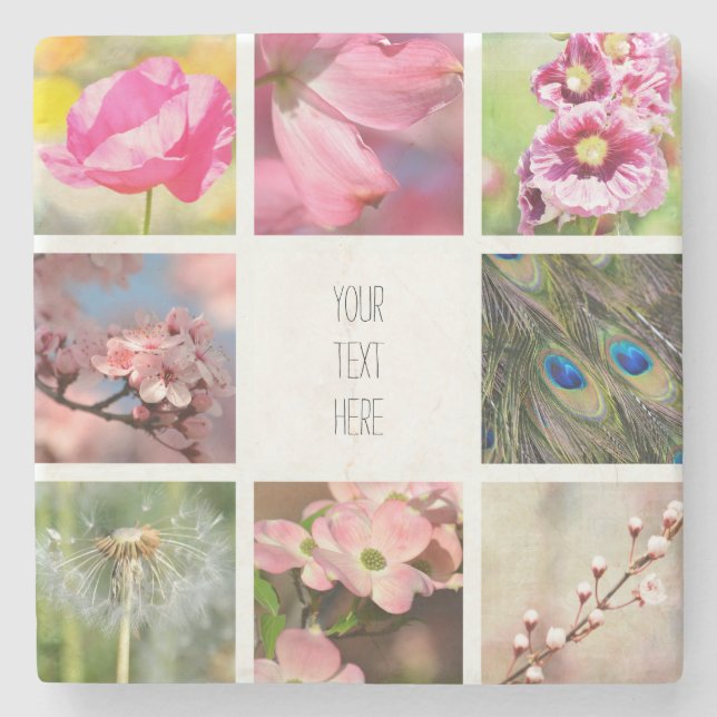 Porta-copo De Pedra Crie Personalizado Sua Própria Colagem De Fotograf (Frente)