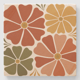 Porta-copo De Pedra Crie Seu Próprio Cosmos Floral Florido Retro Groov