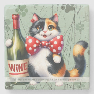 Porta-copo De Pedra Crie seu próprio divertido vinho Mr Kitty Happy Ca