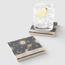 Porta-copo De Pedra Crie seu próprio Dourado azul branco celestial