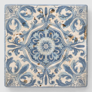 Porta-copo De Pedra Crie Seu Próprio Estilo Floral Azul Vintage Deft