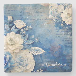 Porta-copo De Pedra Crie Seu Próprio Shabby Chic Rosa Branca Azul