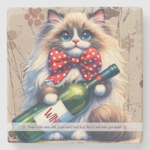 Porta-copo De Pedra Crie Seu Próprio Vinho Engraçado do Gato Birman Mr