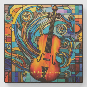 Porta-copo De Pedra Crie Seu Próprio Violino de Vidro Colorido Pôr do