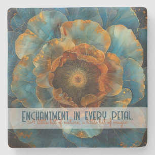 Porta-copo De Pedra Crie Sua Própria Flor de Cobre Azul Escuro Abstrat