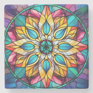 Porta-copo De Pedra Crie Sua Própria Flor de Mandala de Vidro Pintado