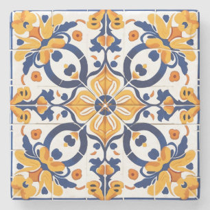 Porta-copo De Pedra Crie Sua Própria Flor Ornamental Amarela Azul