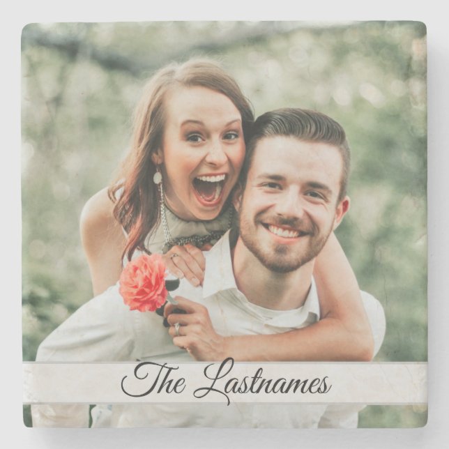 Porta-copo De Pedra Crie sua própria imagem fotográfica (Frente)