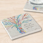 Porta-copo De Pedra Crie sua própria mensagem de inspiração<br><div class="desc">Esta Porta copos única de pedra é decorada com um mosaico colorido,  Árvore da Vida design. Adicione a sua citação ou mensagem inspiradora escolhida para personalizá-la. Você pode editar a fonte,  o tamanho da fonte e a cor da fonte. Mosaico original © Michele Davies.</div>