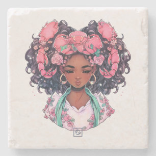 Porta-copo De Pedra Crie Sua Própria Mulher Afro-Americana Câncer