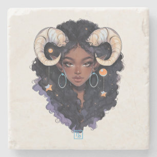 Porta-copo De Pedra Crie Sua Própria Mulher Afro-Americana Capricórnio