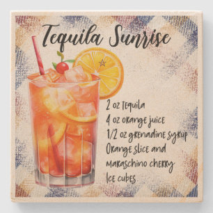Porta-copo De Pedra Crie Sua Própria Receita de Plaid Tequila Sunrise