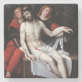 Porta-copo De Pedra Cristo do morto suportado por dois anjos (Ribalta)