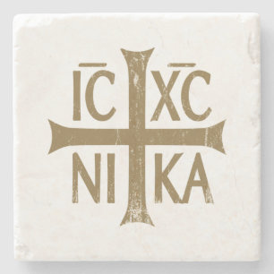 Porta-copo De Pedra Cristograma ICHC NIKA