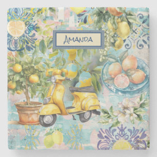 Porta-copo De Pedra Crocodilo de colagem de citrinos sicilianos de cor