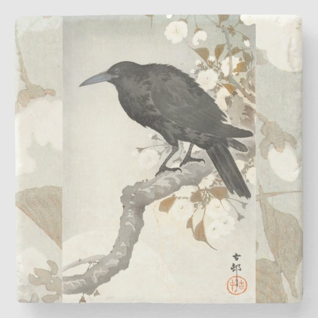 Porta-copo De Pedra Crow Raven Koson Japonês (Frente)