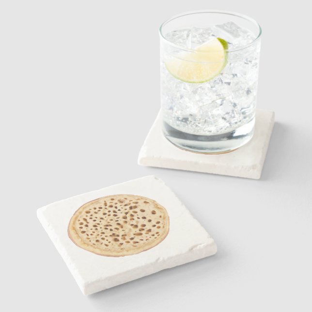 Porta-copo De Pedra Crumpet em branco (Lateral)
