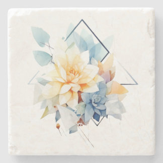 Porta-copo De Pedra Cub-Flower: Wedding Coaster