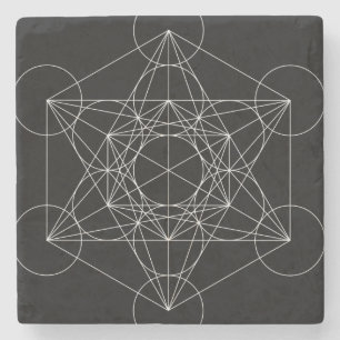 Porta-copo De Pedra Cubo de Metatron Preto & Branco