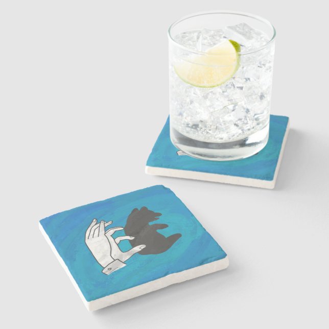 Porta-copo De Pedra Cubo do Urso Sombra em Azul (Lateral)