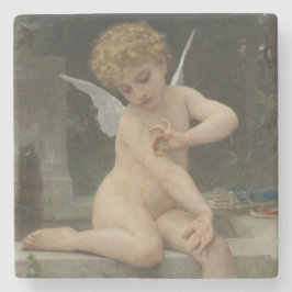 Porta-copo De Pedra Cupido com borboleta (por Bouguereau)