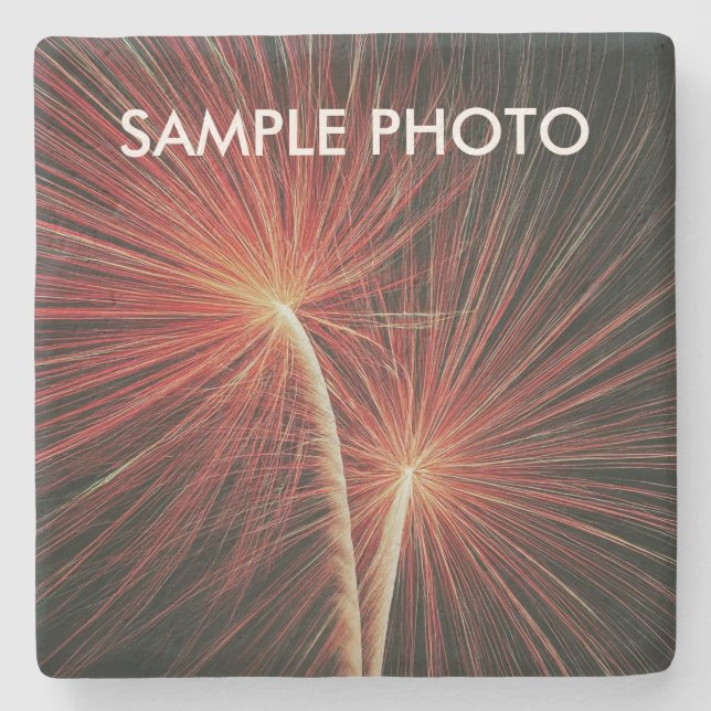 Porta-copo De Pedra Custom Photo Stone Coaster – Fireworks (Frente)