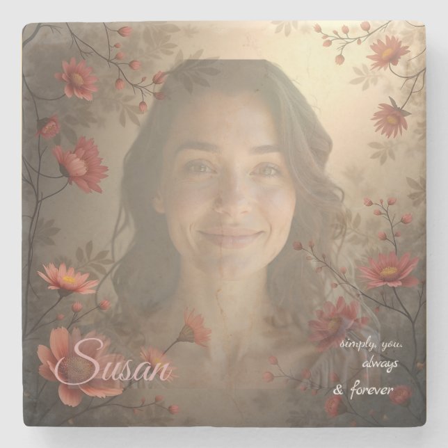 Porta-copo De Pedra Custom Portrait for Her – Personalized Photo Gift (Frente)