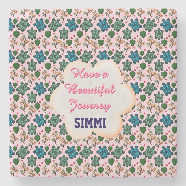 Porta-copo De Pedra Custom turtle pattern  (Frente)