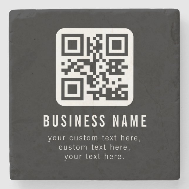 Porta-copo De Pedra Customizable QR Code & Editable Text Design (Frente)