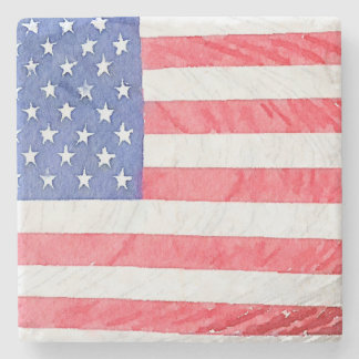 Porta-copo De Pedra Customizable USA American Flag Marble Coaster Set 