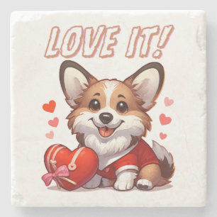 Porta-copo De Pedra Cute Amor de Corgi