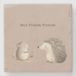 Porta-copo De Pedra Cute Brown Cream Hedgehog Mouse