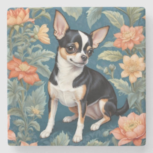 Porta-copo De Pedra Cute Chihuahua William Morris Inspirou Floral