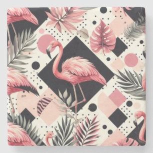 Porta-copo De Pedra Cute Flamingo Geométrico