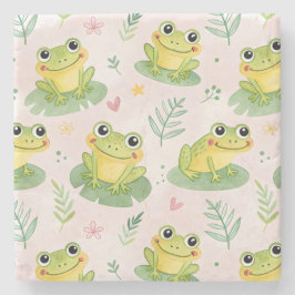 Porta-copo De Pedra Cute frogs Pattern