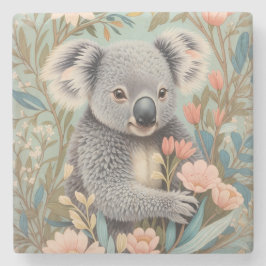Porta-copo De Pedra Cute Koala Elegant Pastel Floral