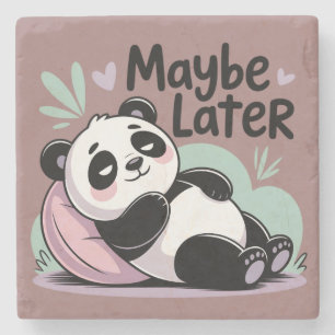 Porta-copo De Pedra Cute Lazy Panda – “Talvez Mais Tarde” Relaxando Pa